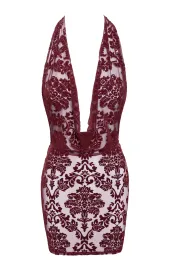 F385 Minikleid Kink Royal mit Wasserfallausschnitt rot