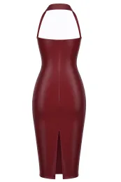 F396 Dark Romance Corset Midi Dress burgunderrot