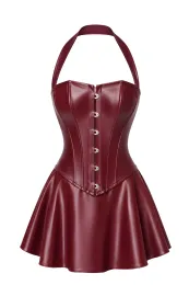 F397 Dark Romance Korsett-Minikleid burgunderrot