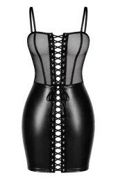 F409 Do Not Disturb Lace-Up Mini Kleid schwarz
