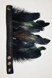 Feder Armstulpen 01 schwarz