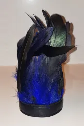 Feder Armstulpen 01 schwarz/blau