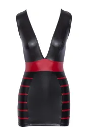 Figurbetonendes Kleid im Mattlook schwarz/rot