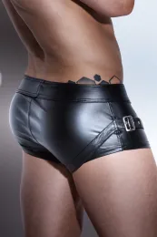 H050 Powerwetlook Shorts Harness Style schwarz