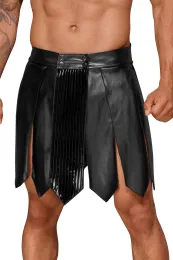 H053 Ecoleather Gladiator Rock mit PVC Zierfalten schwarz