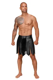 H053 Ecoleather Gladiator Rock mit PVC Zierfalten schwarz