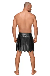 H053 Ecoleather Gladiator Rock mit PVC Zierfalten schwarz