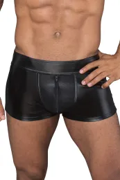 H058 Shorts aus Powerwetlook und 3D-Netz schwarz