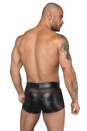 H058 Shorts aus Powerwetlook und 3D-Netz schwarz