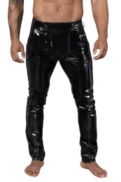 H060 Lange Hose aus elastischem PVC schwarz