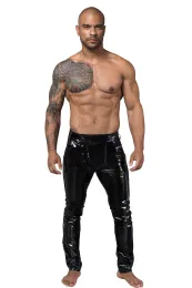 H060 Lange Hose aus elastischem PVC schwarz