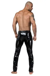 H060 Lange Hose aus elastischem PVC schwarz