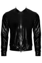 H092 Herren Lack Jacke schwarz