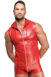H096 Herren Kapuzen Weste rot