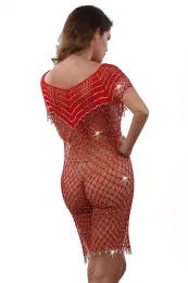 Häkel-Kleid mit Steinchen rot