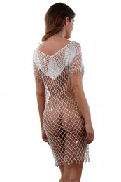 Häkel-Kleid mit Steinchen weiß