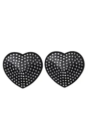 Herz Nippelsticker schwarz Strass