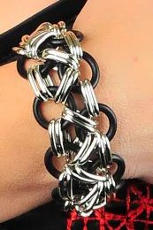 Ketten-Armband 01 silbern/schwarz