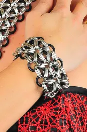 Ketten-Armband 02 silbern/schwarz