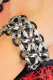 Ketten-Armband 02 silbern/schwarz