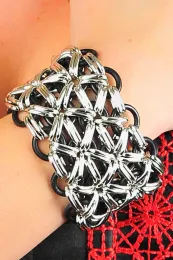 Ketten-Armband 03 silbern/schwarz