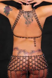 Ketten-Kleid 03 silbern/schwarz