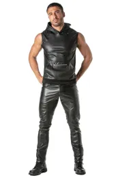 Kinky Zipped Pocket Sleeveless Hoodie schwarz