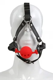 Kopf-Harness mit Knebel schwarz/rot
