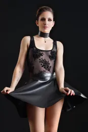 Kunstleder Rock KAT schwarz