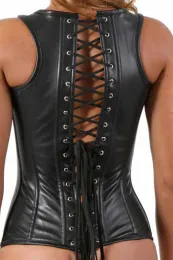 Kunstleder Westen-Corsage schwarz