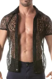 Lace Short Sleeves Shirt schwarz