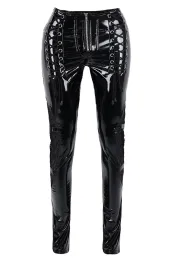 Lack Leggings schwarz mit Nieten