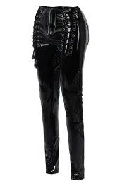 Lack Leggings schwarz mit Nieten