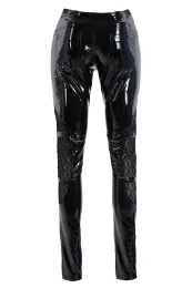 Lack Leggings schwarz mit Nieten