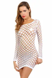 Langarm Netzkleid weiß