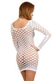 Langarm Netzkleid weiß