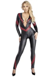 Langarm-Overall im 2-farbigen Mattlook schwarz/rot