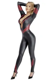 Langarm-Overall im 2-farbigen Mattlook schwarz/rot