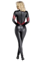 Langarm-Overall im 2-farbigen Mattlook schwarz/rot