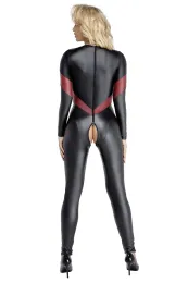 Langarm-Overall im 2-farbigen Mattlook schwarz/rot