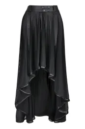 Langer Tüll Rock mit Wetlook-Bund schwarz