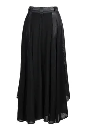 Langer Tüll Rock mit Wetlook-Bund schwarz