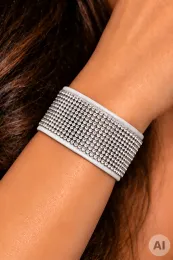 Leder Armband mit Strass 02 weiß