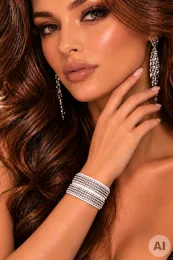 Leder Armband mit Strass 03 weiß