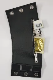 Leder Armband mit Zip 02-1N schwarz