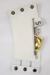 Leder Armband mit Zip 02-2R weiß