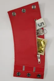 Leder Armband mit Zip 02-3H rot