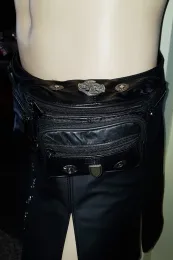 Leder Bauchtasche mit Gürtel 01 schwarz