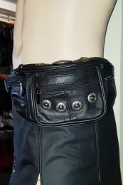 Leder Bauchtasche mit Gürtel 02 schwarz