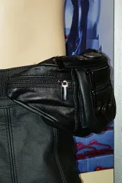 Leder Bauchtasche mit Gürtel 02 schwarz